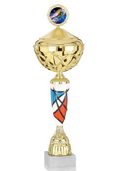 Pokal Muster rot - weiß - blau mit und ohne Deckel 48 cm - 25 cm