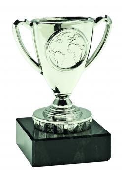 Minipokal Welt Gold - Silber - Bronze mit Henkel