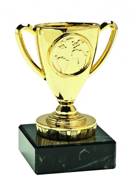 Minipokal Welt Gold - Silber - Bronze mit Henkel